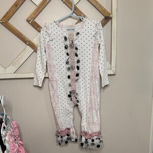 Adorable Polka Dot, Lacey Ruffle Romper